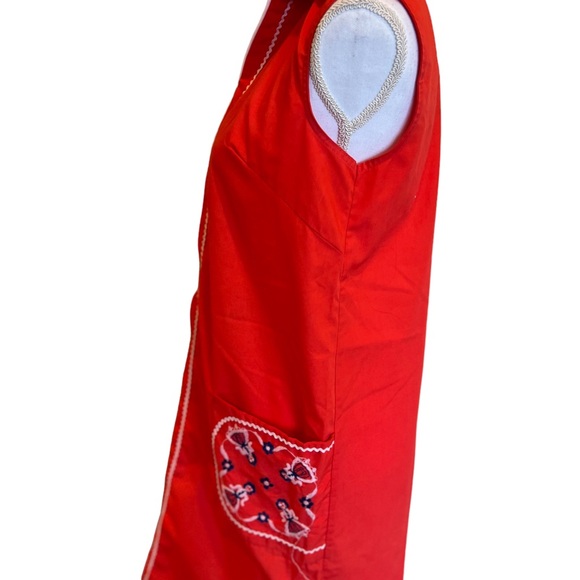 Vintage KENROSE Ken Robes Size 12 Embroidered Red Lounge Day Dress Robe Zip Up - Picture 6 of 16